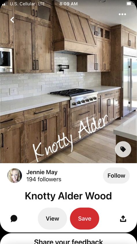 Alder Cabinets Kitchen, Rustic Alder Kitchen, Knotty Alder Kitchen Cabinets, Knotty Alder Kitchen, Alder Kitchen Cabinets, Western Kitchen Decor, Hickory Kitchen Cabinets, Hickory Kitchen, Western Kitchen