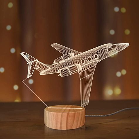 Plane Room Decor, Plane Room, Rocket Lamp, Plane Gifts, Metallic Spray Paint, 3d Illusion Lamp, 3d Night Light, Pilot Gifts, 3d Illusion