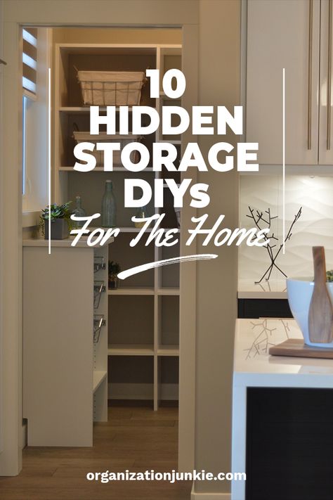 10 Hidden Storage DIYs for the Home • Organization Junkie Hidden Closet, Cabinet Storage Solutions, Hidden Cabinet, Hidden Shelf, Hidden Spaces, Cd Storage, Basement Storage, Secret Storage, Attic Storage