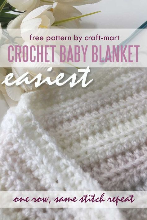 Double Crochet Baby Blanket, Easy Crochet Baby Blanket Free Pattern, Baby Blanket Crochet Pattern Easy, Crochet Blanket Tutorial, Crochet Baby Blanket Beginner, Baby Afghan Crochet Patterns, Fast Crochet, Crochet Baby Blanket Free Pattern, Easy Baby Blanket