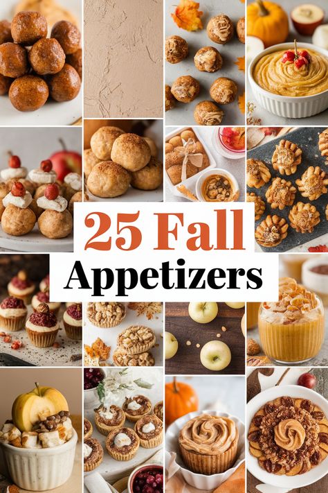 Looking for simple and delicious fall appetizer ideas? These 25 recipes feature easy-to-make snacks that showcase autumn flavors. Think creamy pumpkin dips, savory squash bites, and apple-filled pastries. Perfect for a cozy gathering or a casual get-together. Fall Appiterzers Recipes, Fall Themed Appetizers, Fall Snacks For Party, Squash Bites, Fall Appetizers For Party, Fall Appetizer Recipes, Fall Party Snacks, Easy Fall Appetizers, Fall Finger Foods