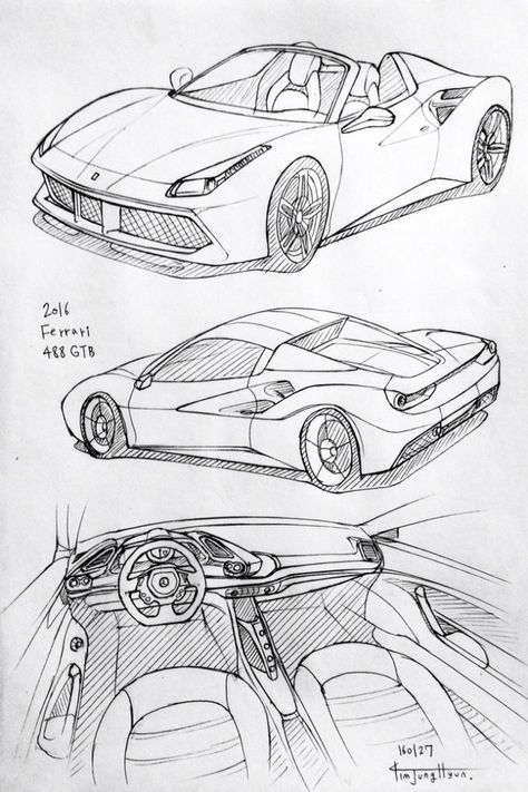 Ferrari Sketch Design, Cars Drawing Reference, Ferrari Car Sketch, Ferrari Car Drawing, Car Drawing Reference, Car Drawing Ideas, Ferrari Drawing, Ferrari Sketch, Auto Drawing