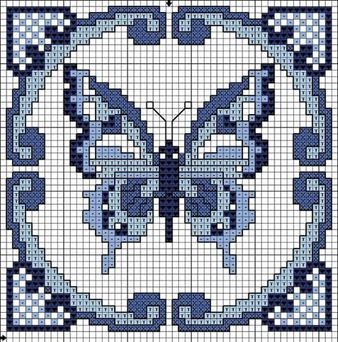 Biscornu Cross Stitch, Butterfly Cross Stitch Pattern, Cross Stitch Geometric, Tiny Cross Stitch, Cross Stitch Letters, Butterfly Cross Stitch, Tapestry Crochet Patterns, Cross Stitch Bookmarks, Cute Cross Stitch