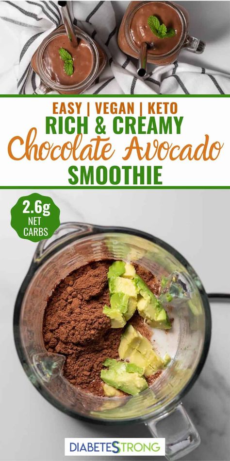 Chocolate Avocado Smoothie, Chocolate Smoothie Recipes, Avocado Smoothie Recipe, Vegan Smoothie Recipes, High Protein Desserts, Low Carb Low Fat Recipes, Chocolate Avocado, Coconut Milk Recipes, Boiled Egg Diet Plan