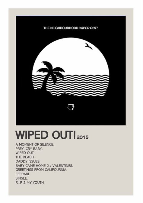 Wiped out by the neighbourhood music poster , alternative minimalist polaroid music poster Band Minimalist Poster, The Nbhd Poster, Polaroid Albums, Foto Muro Collage, Film Polaroid, Minimalist Music, Album Posters, Polaroid Posters, Music Poster Ideas