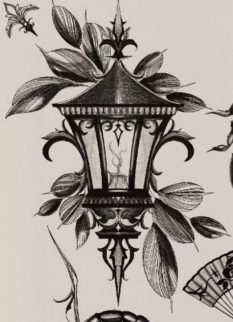 Lantern Tattoo Design, Lantern Drawing, Lamp Tattoo, Lantern Tattoo, Light Tattoo, Thigh Piece, Theme Tattoo, Creepy Tattoos, Gothic Tattoo