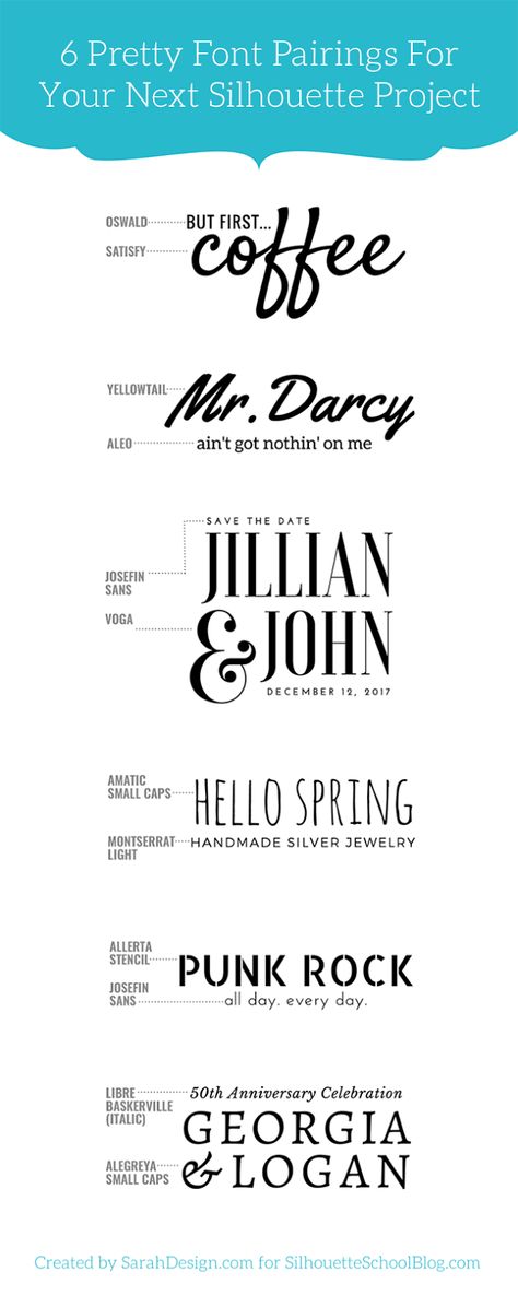 #1 Tip for Perfectly Pairing Fonts for Your Silhouette Projects (And 6 Perfect Matches) ~ Silhouette School Pairing Fonts, Josefin Sans, Spring Font, Pretty Font, Pairing Ideas, Silhouette Fonts, Font Pairings, Handwritten Text, Silhouette Curio