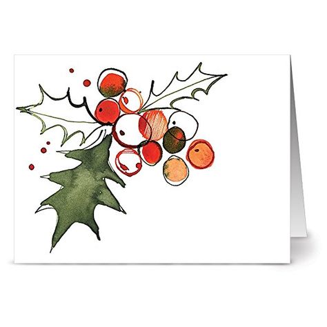 Watercolor Christmas Cards Diy, Usa Holiday, Christmas Card Art, Green Envelopes, Watercolor Christmas Cards, Christmas Card Crafts, Leaves Design, Holly Leaves, Diy Christmas Cards