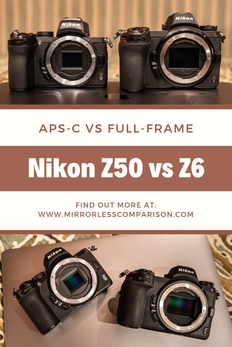 Are you curious to find out the ten main differences between the new Nikon Z50 APS-C mirrorless camera and its older sibling, the full-frame Nikon Z6? Click on the article to find out more! #photography #camera #cameras #cameragear #nikon #nikonz50 Nikon Lens Guide, Nikon Logo, Camera For Vlogging, Best Canon Lenses, Nikon Mirrorless, Nikon Z50, Nikon Camera Lenses, Nikon Coolpix B500, Nikon F2