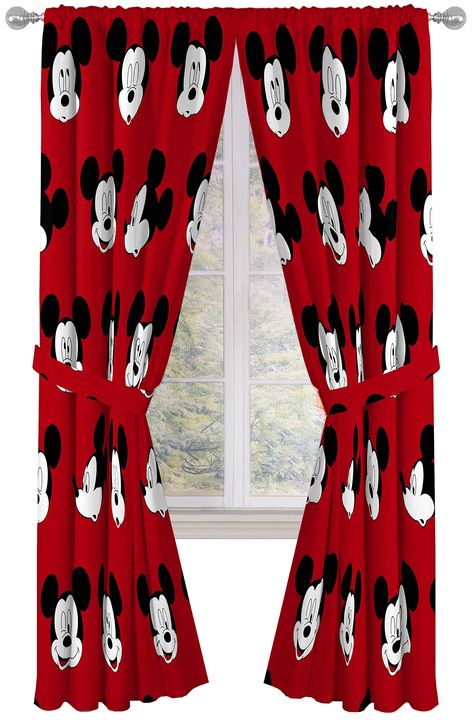 PRICES MAY VARY. 100% Polyester Imported HIGH QUALITY & EASY SET UP - Each Disney Mickey Mouse curtain panel measures 42" inch wide (total width 84" inch wide) by 84" inch long. Curtains are made of super soft polyester microfiber. Durable fabric lasts long and does not fade in sunlight. Rod pocket panel fits standard 1" inch decorative curtain rod (curtain rod sold separately). Easy care machine washable. To clean, machine wash cold. To dry, air/tumble dry on low BEAUTIFUL DESIGN & LONG LASTING Mickey Mouse Curtains, Mickey Mouse Accessories, Mickey Mouse Cute, Mickey Mouse Bedding, Mickey Mouse Bedroom, Kids Sheet Sets, Adhesive Window Film, Mouse Cute, Nursery Items