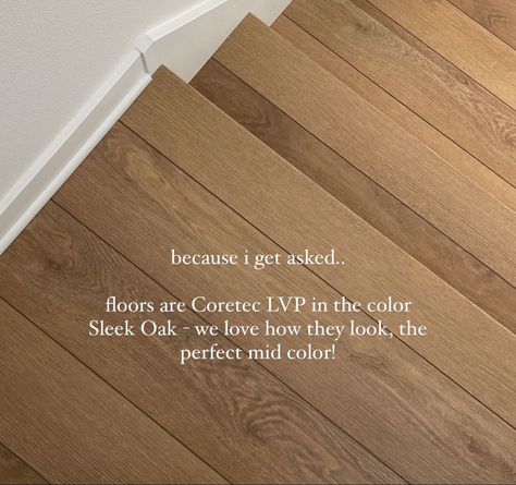 Dark Floors Vs Light Floors, Coretec Sleek Oak, Medium Colored Wood Floors, Lvp Upstairs, Mid Tone Lvp Flooring, Matching Hardwood And Lvp, Timeless Lvp Flooring Colors, Flooring Colors How To Choose, Medium Tone Lvp Floors