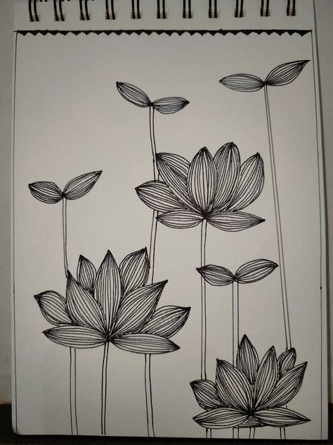 Lotus Lotus Drawing Art, Flower Drawing Sketches, Lotus Sketch, Lotus Flower Drawing, Lotus Drawing, Quick Art, Flowers Photography Wallpaper, Madhubani Painting, Painting Inspo