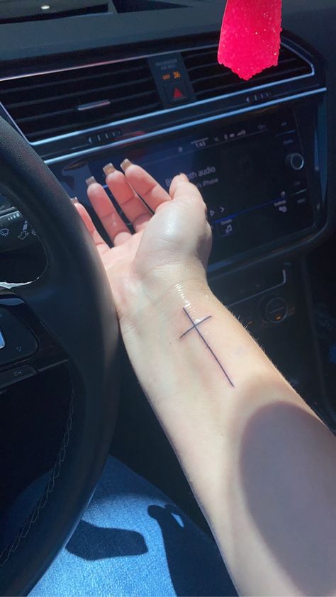 Cross On Arm Tattoo, Simple Arm Tattoos For Women Forearm, Rist Tattoo Ideas Female, Cross Tattoos On Hand, Cross Hand Tattoos For Women, Female Cross Tattoos, Cross Tattoos For Women On Wrist, Cross Tattoos For Women On Arm, Forearm Cross Tattoos For Women