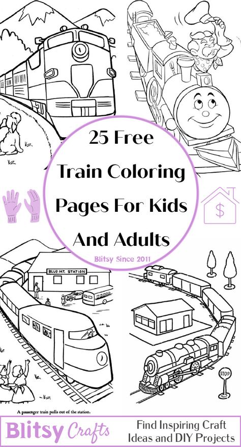 25 Easy and Free Train Coloring Pages for Kids and Adults - Cute Train Coloring Pictures and Sheets Printable Train Line Drawing, Train Coloring Pages Free Printable, Happy Birthday Free Printable, Train Printable, Train Crafts, Paper Train, Blank Coloring Pages, Train Drawing, Train Coloring Pages