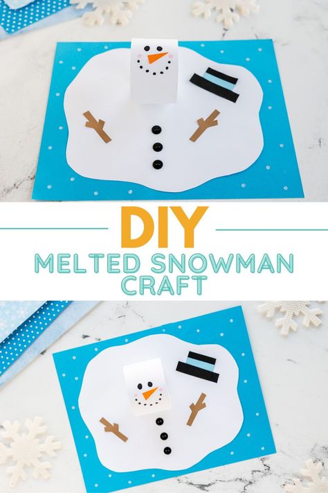 This Paper Melted Snowman craft is such a fun winter craft for kids of all ages! It’s a great activity for a snowy day. Winter Wonderland Crafts For Kids, Melted Snowman Art, Snowman Craft For Toddlers, Simple Winter Crafts For Kids, Melting Snowman Craft, Preschool Winter Crafts, Melted Snowman Craft, Winter Storytime, Easy Winter Crafts For Kids