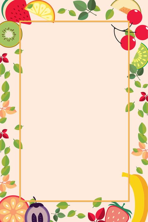 Hand Painted Colorful Fruit Border Juice Single Page Poster Background Material Background Buah, Fruit Invitation, Summer Fruit Juice, Food Border, Fruits Poster, Juice Poster, Health Background, Fruits Background, Food Background Wallpapers