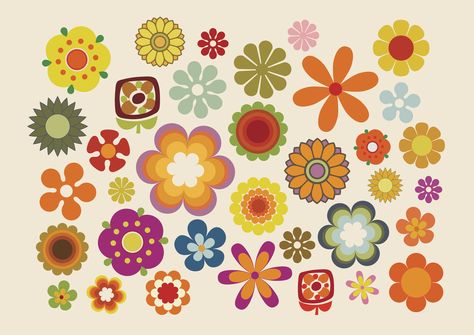 Hippy Art, Illustration Blume, Fleur Design, Parts Of A Flower, Hippie Flowers, Arte Inspo, Hippie Art, Free Vector Graphics, Retro Flowers