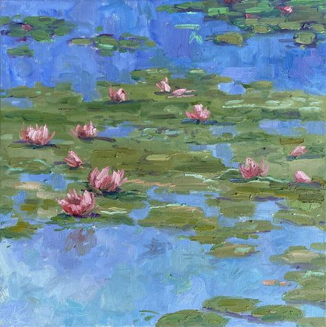 Water Lily Art, Lily Pad Art, Lily Pads Painting, Water Lily Painting, Lily Pad Painting, Water Lily Monet, Claude Monet Lily Pads, Lily Pad Drawing, Acrylic Lilly Pad Painting