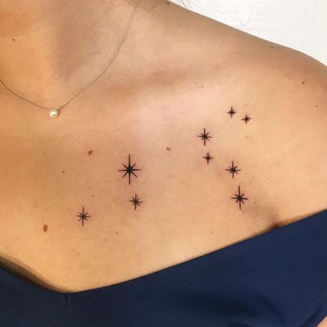 Star Tattoo On Shoulder, Leo Sign Tattoo, Star Constellation Tattoo, Leo Constellation Tattoo, Sky Tattoos, Astrology Tattoo, Star Tattoo Designs, Leo Tattoos, D Tattoo