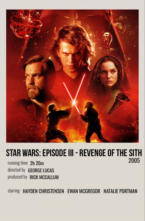 Polaroid Movie Poster, Revenge Of The Sith, Star Wars Background, Iconic Movie Posters, Movie Card, Star Wars Anakin, Film Posters Minimalist, The Sith, Film Posters Vintage