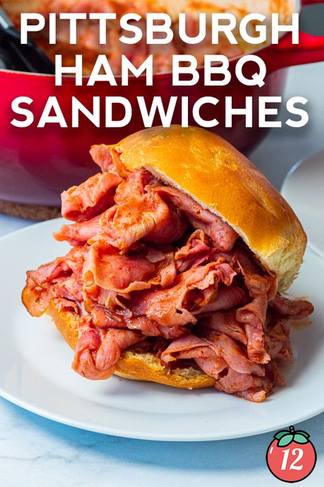 Pittsburgh Bbq Ham Sandwiches, Pittsburgh Ham Bbq Recipe, Ham Bbq Recipe Pittsburgh, Pittsburgh Food Recipes, Bbq Ham Sandwiches, Bbq Ham Recipes, Ham Bbq, Bbq Ham, Bbq Sandwiches