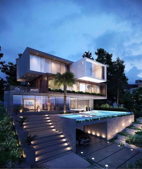 Fesyen Islam, Dream Mansion, Modern Mansion, Modern Architecture House, Modern Houses, Luxury Homes Dream Houses, Luxury House Designs, House Architecture Design, Dream House Exterior