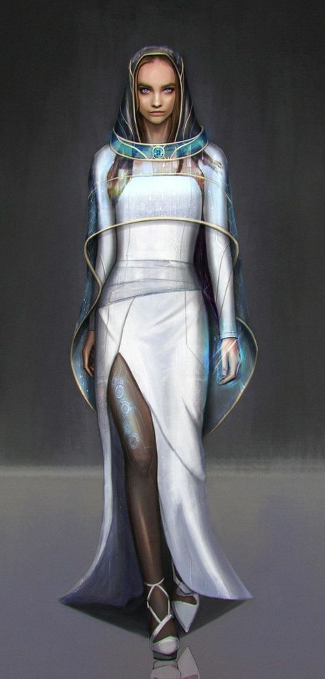 Eternity/Aeon Sci Fi Dress, Sci Fi Outfits, Sci Fi Clothing, Character Design Cartoon, Character Design Girl, Sci Fi Fashion, Comics Illustration, Star Wars Rpg, Fashion Drawing Dresses