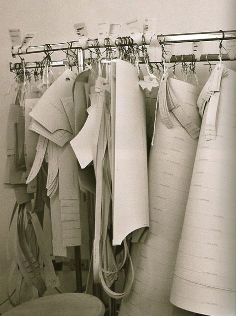 Fashion Design Studio/Workspace Brigitte Lacombe, Fashion Design Inspiration, Design Studio Workspace, Fashion Designer Studio, Prada Dress, Design Management, Workspace Design, Design Textile, Clothes Rack