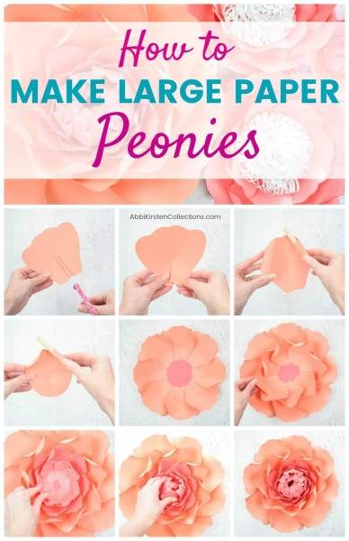 How to Make Large Paper Peonies: Templates and Tutorial. Follow this step by step paper flower tutorial to learn how to create beautiful paper peony flowers. Paper Peony Template, Large Paper Flowers Diy, Paper Peony, Diy Flores, Paper Peonies, Large Paper Flowers, Paper Flower Template, Diy Papier, Paper Flower Backdrop