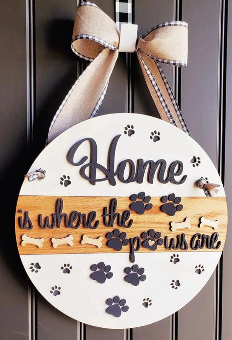 front door dog signs downloads - Google Search Front Door Dog Sign, Friends Door, Door Signs Diy, Front Door Sign, Wooden Door Signs, Wooden Dog, Wood Dog, Front Door Signs, Dollar Tree Diy Crafts