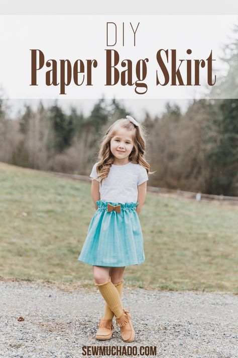 DIY Paper Bag Skirt {With Cricut Tools!} - Sew Much Ado Diy Leather Bows, Paper Bag Skirt, Diy Paper Bag, Diy Frühling, Sew Projects, Skirt Tutorial, Beginner Sewing Projects Easy, Leftover Fabric, Sewing Projects For Beginners