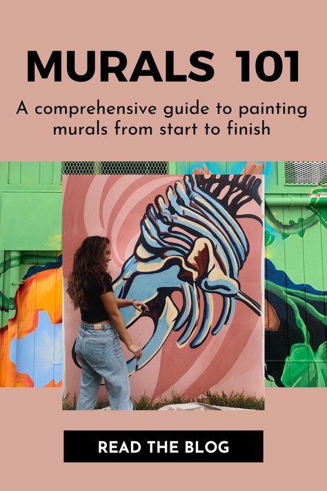 Murals 101: How to Paint Murals as an Artist from Start to Finish | Tips for Painting Murals How To Paint A Wall Mural Tutorials, How To Paint A Mural Outside, How To Paint An Outdoor Mural, Painting A Wall Mural, How To Paint A Mural On A Wall Diy, How To Paint Murals On Walls, How To Paint A Wall Mural, Mural Painting Tips, Easy Wall Murals Painted Diy Art Ideas