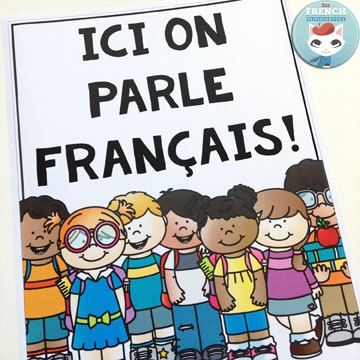 French Back-to-school Resources: blog post with links to tons of FREE printables, videos for "la rentrée scolaire", and much more! (image: FREE "Ici on parle français!" poster) French Immersion Resources, High School French, French Flashcards, French Teaching Resources, French Worksheets, French Activities, French Education, Core French, French Classroom