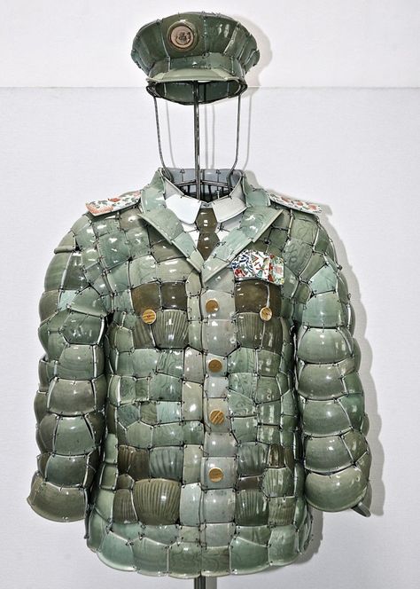 Li Xiaofeng Makes Clothing from Broken Porcelain | Hi-Fructose Magazine Unconventional Materials, Mannequin Art, Fire Art, Porcelain Art, Recycled Art, Ceramic Materials, Ceramic Sculpture, Chinese Art, Mosaic Art