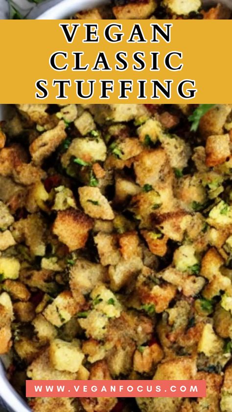 Enjoy your holiday feast with our delectable Vegan Classic Stuffing. It’s a timeless side dish crafted with wholesome, vegan-friendly ingredients. This hearty stuffing has the comforting flavors of seasoned bread, sautéed vegetables, and a symphony of herbs and spices. Whether it’s Thanksgiving, Christmas, or any special gathering, our vegan stuffing brings the warmth of tradition to your table. It’s a flavorful and plant-based addition that harmonizes perfectly with your celebration.
#stuffing Vegan Sausage Stuffing Thanksgiving, Gf Df Stuffing, Plant Based Stuffing Thanksgiving, Best Vegan Stuffing Thanksgiving, Vegan Thanksgiving Stuffing Recipes, Vegan Stuffing Casserole, Easy Vegan Stuffing, Stuffing Recipes Vegan, Vegan Stuffing Recipe Thanksgiving