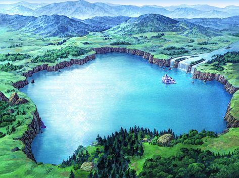 Lake Illustration Lake Illustration, Lake Games, Fantasy Adventurer, Dnd Backgrounds, V Art, Underwater City, Lake Art, Lake Landscape, Fantasy Art Landscapes