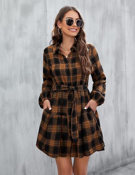 Blooming Jelly Womens Plaid Dresses Flannel Babydoll Dress Casual Tunic Dress Long Sleeve Fall Dresses with Pockets#ad As an Amazon Associate I earn from qualifying purchases. Long Sleeve Fall Dresses, Womens Plaid Dress, Elegant Shirt Dress, Casual Tunic Dress, Long Sleeve Dresses Fall, Plaid Dresses, Plaid Flannel Dress, Dresses With Pockets, Dresses Casual Fall