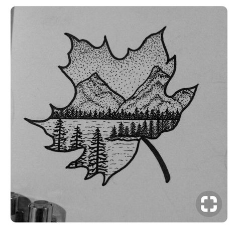 Canada tattoo Hipster Drawing, Canadian Tattoo, Canada Tattoo, Kunst Tattoos, Couple Drawing, Art Sketches Doodles, Initial Tattoo, Mountain Tattoo, Nature Drawing