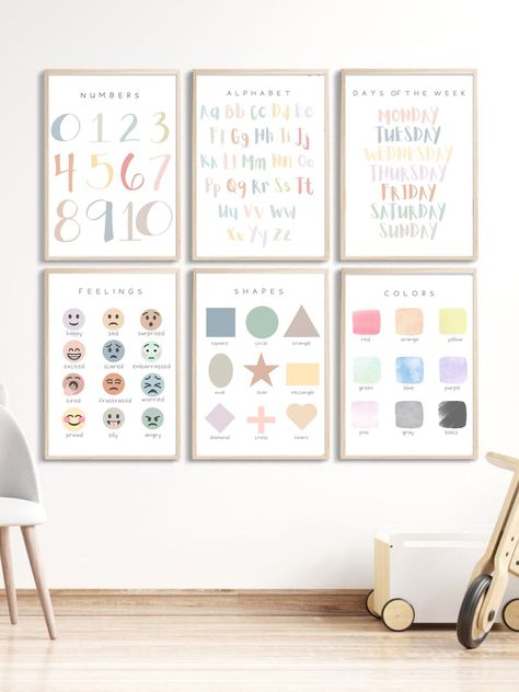 Montessori Wall, Montessori Wall Art, Toddlers Bedroom, Boho Playroom, Neutral Playroom, Daycare Decor, Colorful Playroom, Montessori Bedroom, Montessori Playroom