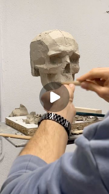 Ivan Pidhainyi on Instagram: "Process of working on a demo skull for regular classes.

Yes, for each new course/workshop I always make a demo to show all stages of working on a sculpture for students💡. 

BTW, I will organize a sculpture portrait workshop this summer.  From a live model, in my studio in Barcelona.
Details soon👉

#sculpturecourse #arteducation #professionaldevelopment #portraitworkshop #ivanpidhainyi #figurativeportrait #portraitcourse #sculpturedemo #sculptureportraitclass" Skull Clay Sculpture, Clay Art Projects Sculpture, Sculpture Portrait, Sculpting Ideas, Skull Model, Skull Sculpture, Concrete Sculpture, Live Model, Clay Art Projects