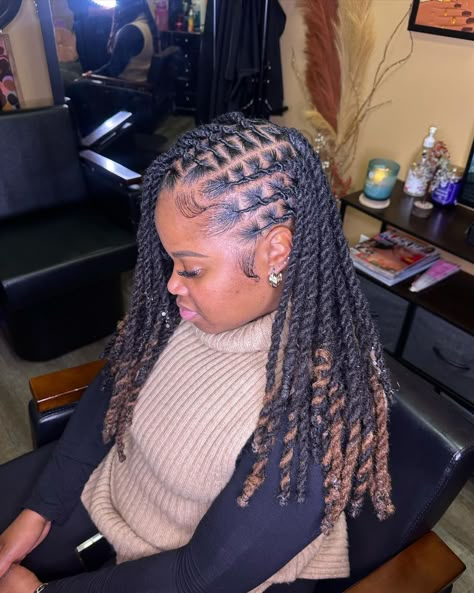 Loc’d by Lotus 🪷 | two strands + flat twists is always a fave 💞💞 • LIKE | SHARE | TAG ! #locs #locstyles #instantlocs #womenwithlocs #kidswithlocs… | Instagram 2 Stand Twist Locs Styles, Locs Flat Twist Style, Flat Twist Locs Hairstyles, Twist Locs Two Strand, Loc 2 Strand Twist, Two Strand Twist Hairstyles Locs, Two Strand Loc Styles, Flat Twist Loc Styles, Loc Styles Long