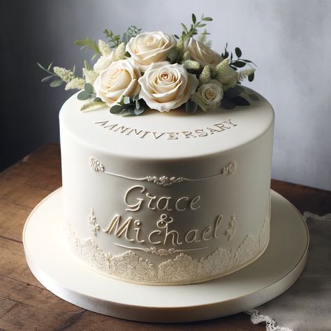 Celebrating Love Happy Wedding Anniversary Cake with Name (8) Round Anniversary Cake, 1st Anniversary Cake Ideas, 1st Year Anniversary Cake, Cake For Parents Anniversary, Cake For Marriage, Anniversary Cake Aesthetic, Happy Wedding Anniversary Cake, 30th Anniversary Cake, Simple Anniversary Cakes