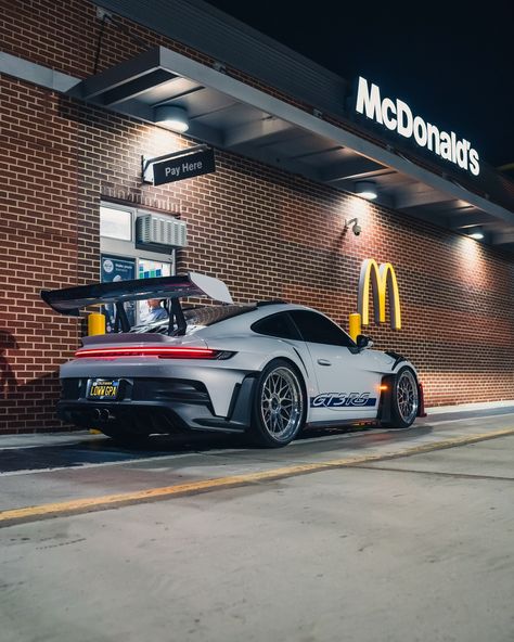 Emphasizing the “Fast” in “Fast Food” with this 992 GT3 RS. #imlovingit @pralovethapa 📸 Let’s hit the @mcdonalds drive through instyle, featuring @hre_wheels 300 classic in full polish. Wrapped in @michelinusa rubber. #porsche #porschegt3 #gt3rs #992gt3rs #gt3rsweissach #hrewheels #flatsix #pcar #mcdonalds Porsche 992 Gt3 Rs, 992 Gt3 Rs, 992 Gt3, Porsche 992, Porsche Gt3, Gt3 Rs, Drive Through, German Cars, Sports Cars