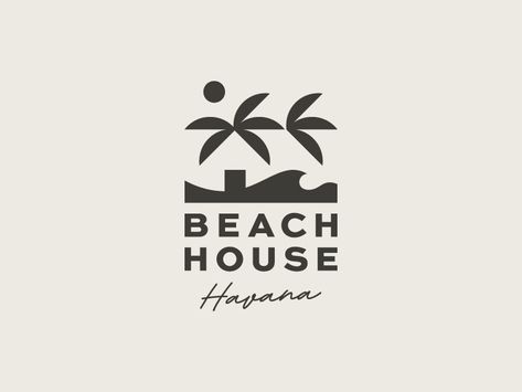 Beach House Havana letters script symbol mark icon logo sea sand sun palm havana house beach Beach House Branding, Beach Hotel Logo, Beach Symbols, Beach House Logo, Beach Lettering, Sand Logo, Beach Branding, Havana House, House Symbol