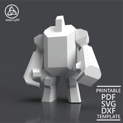 ROBOT_01 Create your own paper sculpture. A fantastic DIY paper craft project to create your own polygonal shaped sculpture.  It can be placed like art or decoration. The model is also perfect to customise. Really make it unique by experimenting with different coloured card or painting. You will receive SVG, DXF, PDF templates for this model (not colour), and also a PDF assembly guide. ROBOT_01 Model size approx : 40cm height, 35cm width, 25cm depth Difficulty Level:  MEDIUM (You need approximat Low Poly 3d Art, Low Poly Art 3d, Paper Crafts Templates, 3d Modeling Ideas, Low Poly Spaceship, Low Poly Sci Fi, Low Poly Animals Funny, Low Poly Skeleton, Sculpture Making