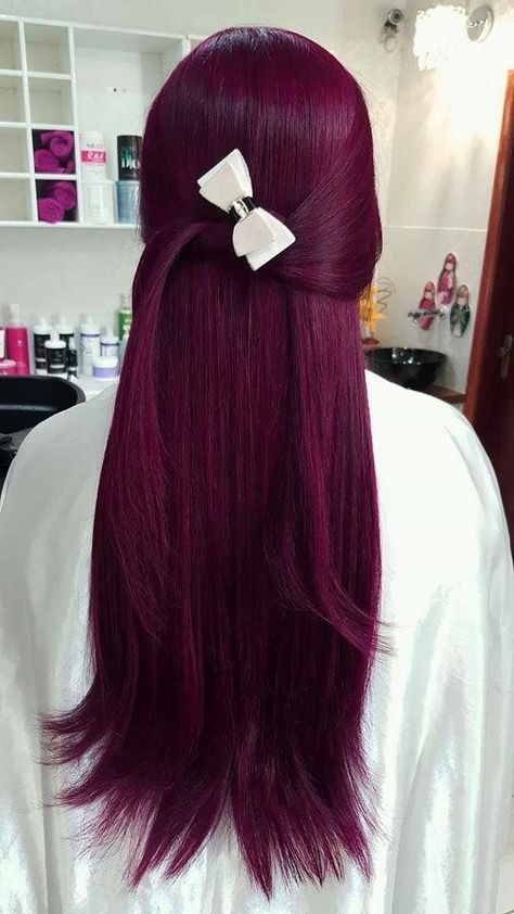 True Violet Hair Color Loreal Hicolor, Wine Red Purple Hair, Purple Over Red Hair, Dark Fuchsia Hair, Fuschia Hair Color, Deep Wine Hair Color, Berry Red Hair, Wine Color Hair, Dark Magenta Hair