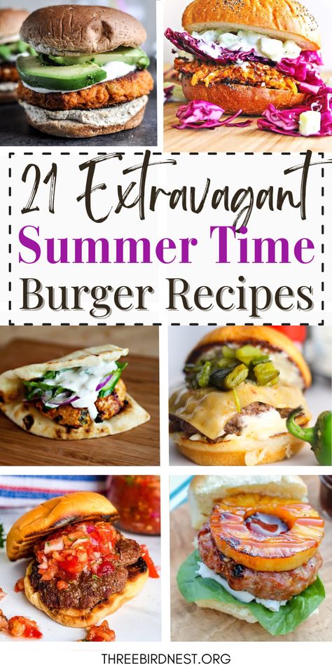 Extravagant Summer Burgers- Must-Try Burger Recipes for Summer Cookouts -22 Extravagant Burgers for your Summer parties and BBQs Burger recipes, unique burgers, fancy burgers, BBQ recipes, Grill Recipes, Grill Burgers Ideas Fancy Burgers, Summer Burger, Gourmet Burgers Recipes, Summer Burgers, Grilled Burger Recipes, Unique Burgers, Easy Burger Recipe, Amazing Burger, Easy Burgers