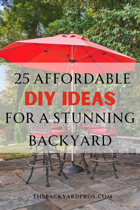 Create your dream patio with twenty-five affordable DIY ideas for a stunning backyard, providing inspiration and guidance for turning your outdoor space into a sanctuary. Easy Diy Outdoor Projects, Inexpensive Backyard Ideas Diy, Diy Patio Ideas On A Budget, Diy Backyard Ideas On A Budget, Unique Patio Ideas, Back Patio Ideas On A Budget, Patios Ideas Backyard, Cheap Backyard Ideas, Backyard Diy Ideas