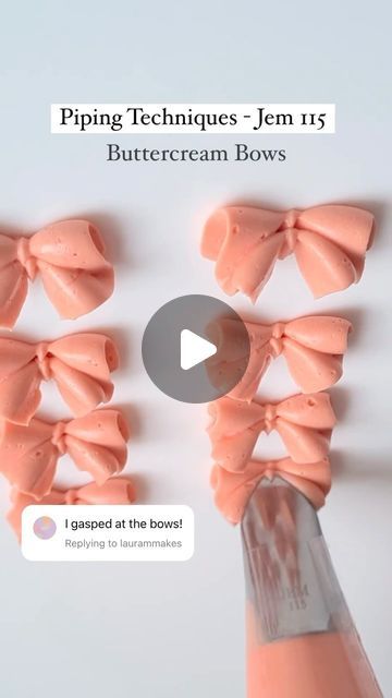 @decorelement on Instagram: "Buttercream bows 🎀😍 all you need is the piping tip “Jem 115” 👏 🎥 baker credit: @lily_vanilli_cake  . . . . . . . . . . . . #pipingskills #pipingtips #buttercream #buttercreampiping #bows #coquette #howto #cakeinspo" Baking Tips And Tricks, Cake Piping Techniques, Cupcake Decorating Techniques, Cake Baking Supplies, Cake Nozzles, Piping Buttercream, Bow Cupcakes, Baking Supply Store, Piping Tip