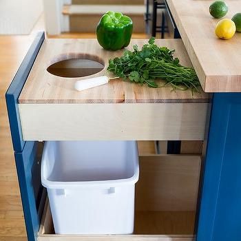 Kitchen Drawer with Side by Side Garbage Cans - Transitional - Kitchen Kitchen Cabinet Drawers, Small Kitchen Storage, Kitchen Design Plans, Design Your Kitchen, Kitchen Drawers, Tiny Kitchen, Storage Hacks, Kitchen Design Small, Küchen Design